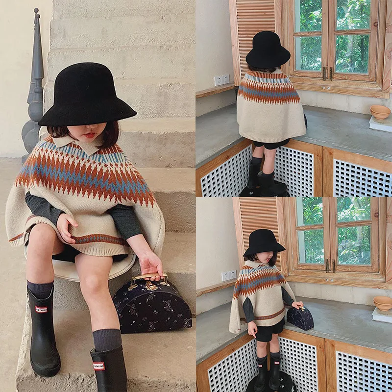 Baby Clothing Knitting Patterns - Kız Çocuk Pelerini Kontrast Renklerle Yeni