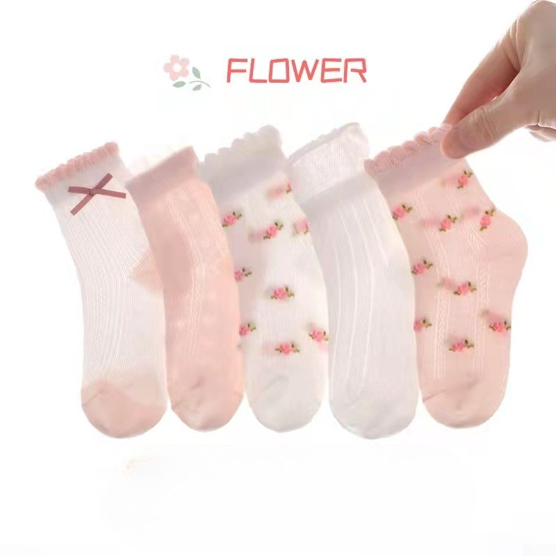 Baby Clothing Knitting Patterns - Kız Çorapları Sevimli Çiçek Desenli Çocuk